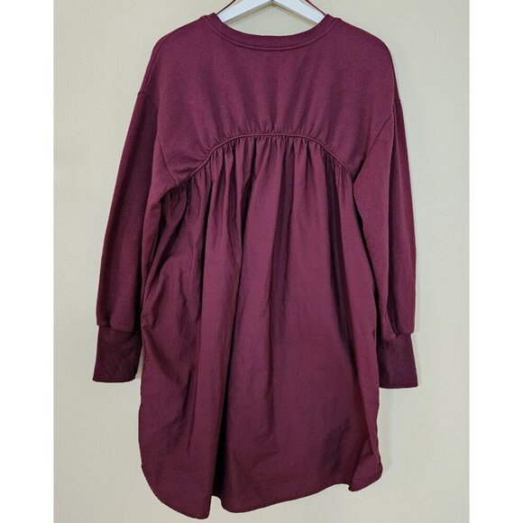 Zara Sweater Dress Womens M Burgundy LS Strech Pleated Back Short Preppy - Picture 16 of 16